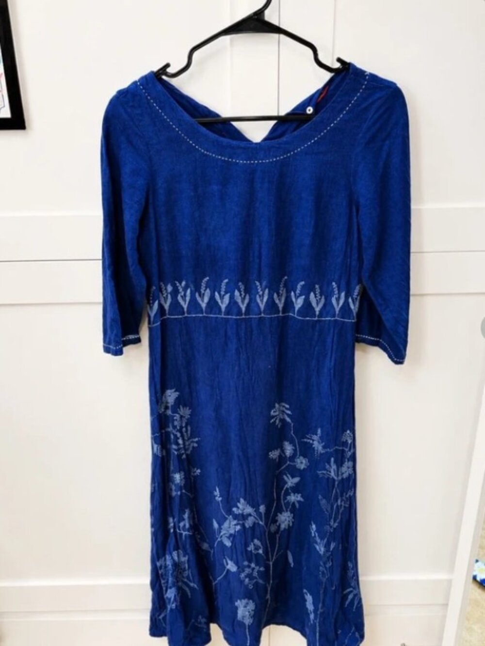 W for Woman Embroidered Navy Blue Midi Dress - Size 10